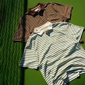 <b>Men</b> 100% Cotton <b>Striped</b> Blank Design Short Sleeve Tee Oversized Baggy Casual Button Polo <b>Shirts</b> Short Sleeve Custom <b>T</b> <b>Shirt</b> - Product Image 2