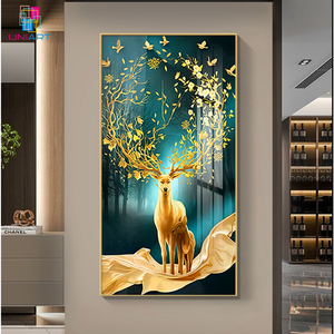 Tranh treo tường nghệ thuật trừu tượng Bắc Âu UNIART, tranh in kính pha lê treo đứng, tranh vẽ hươu vàng trên vải bố, áp phích và tranh in - Product Image 5