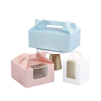 Handheld White Cardboard and Kraft Paperboard Cake Roll Packaging Box with Transparent Window for Bakery Dessert Packaging