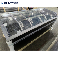 Congélateur commercial à îlot avec plateau en verre, grande capacité, vitrine horizontale pour supermarché, fruits de mer, viande, aliments surgelés