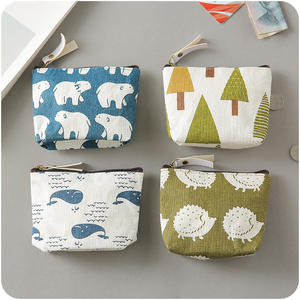 Customized logo Design Canvas Cotton Zipper <b>Small</b> Coin Purse <b>Wallet</b> - Product Image 1