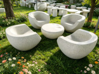 Juego de Sillón y Mesa de Centro Jaguar Modern Resin Pebble, Resistente al Agua, a los Rayos UV, Duradero y Ecológico, Muebles de Jardín para Exteriores