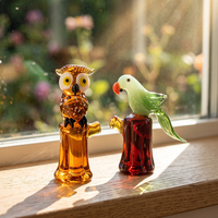 Figurine d'oiseau en bois de style Murano faite à la main, perroquet, hibou, ornements animaux pour la décoration de table à la maison, oiseau sculpté à la main artistique