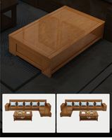 Neue chinesische Stil Massivholz Sofa Kombination Wohnzimmer Lagerung Stoff Ecksofa komplette Möbel