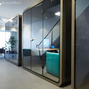 Temperli cam sessiz çalışma taşınabilir ses geçirmez ofis kabini