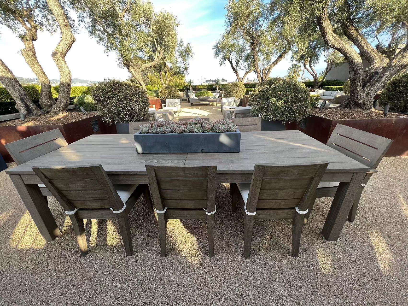 New Design Modern Garden Outdoor Balcony Hotel Furniture Set Teak Wood table Dining table set
