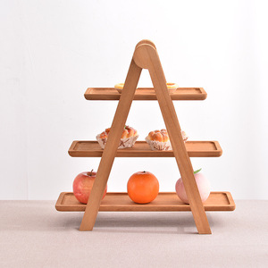 Estante de exhibición de madera moderno de 3 niveles, bandeja organizadora de alimentos de cocina duradera e impermeable, para postres, pasteles y suculentas - Product Image 2