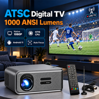 Projecteur 4K natif 1080P Full HD Smart WiFi Android TV avec haut-parleurs intégrés, téléviseur numérique ATSC, projecteurs de cinéma maison