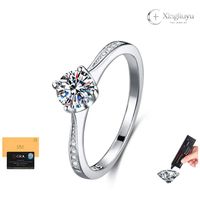 Bague Ronde Personnalisée à Quatre Griffes en Argent Massif S925 avec Moissanite 0.5CT pour Femme – Vente Directe Fabricant