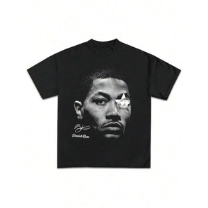 T-shirt en coton à col rond pour homme, coupe ample avec motif, vêtement de loisirs, design estampé à chaud, taille européenne 96%+ - Product Image 3