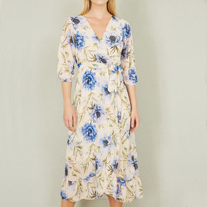 Abito Midi in Chiffon <span class=keywords><strong>Vintage</strong></span> con stampa floreale personalizzato estivo e floreale <span class=keywords><strong>abbigliamento</strong></span> Casual in <span class=keywords><strong>stile</strong></span> <span class=keywords><strong>Vintage</strong></span> - Product Image 6