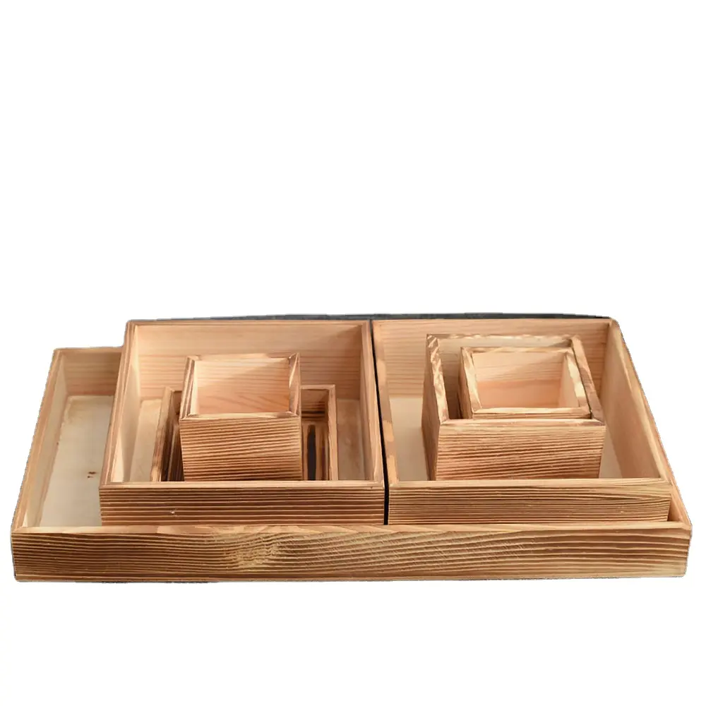 Caja de madera para decoración de cocina, contenedor de exhibición, taza de té, bandeja para servir comida, tamaño personalizado