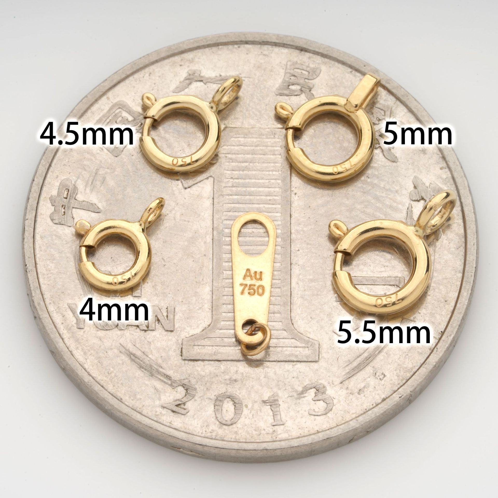 18K Gold Japanese Style Stamp Clip Closed Ring Bracelet