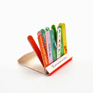 Promosyon hediyeler matchbox mini tırnak törpüsü, 12 parça bir set manikür araçları özel renkli baskı zımpara kurulu ahşap tırnak dosyaları