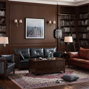 Bộ ghế sofa góc da truyền thống Đức, chất liệu da bò thật, thuộc da thuộc, lót mút, dành cho phòng khách, hàng đầu thị trường Trung Quốc - Product Image 5