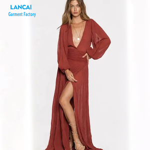 Produttori di abbigliamento personalizzato ultima moda Design bohémien abito <span class=keywords><strong>a</strong></span> <span class=keywords><strong>maniche</strong></span> lunghe Casual Maxi abito da donna - Product Image 1