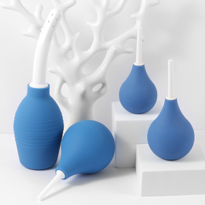 Seringue anale et vaginale unisexe en silicone bleu en forme de poire, nettoyeur rectal, 160 ml, jouet sexuel pour adultes, douche - Product Image 2