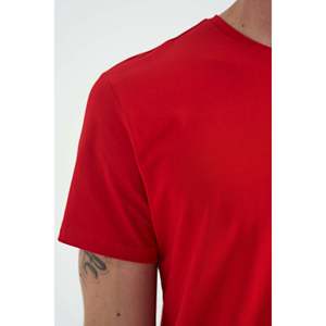 T-shirt à manches courtes col rond en coton et élasthanne rouge basique pour homme Air Jones, pour un usage décontracté et un confort quotidien - Product Image 4