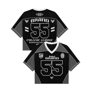 Maillot de football américain vintage surdimensionné personnalisé, respirant, en mesh, col en V, uniforme d'équipe OEM - Product Image 1