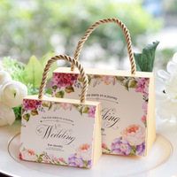 Boîte en papier avec couronne de roses pour fête de mariage, emballage alimentaire de haute qualité pour bonbons, emballage pour gâteaux, biscuits, 10 pièces