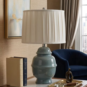 White Pleated Shade Plug in <b>Led</b> <b>Table</b> Lamp Bedside <b>Table</b> Lamp Bedroom <b>Table</b> Lamp Hotel <b>Table</b> Lamp with Ceramic Base - Product Image 1