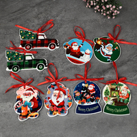 Adornos Colgantes de Cerámica con Diseño de Camión Navideño y Santa Claus, Impresión UV HD Personalizada, 9.1x11.4cm, 0.4cm de Grosor, Estilo Moderno, Ecológico