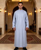 Ensemble de Qamis et pantalon pour homme musulman du Moyen-Orient, col montant, manches longues, robe islamique, tenue de prière de l'Aïd, Dishdasha, robe saoudienne