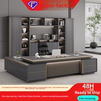 Bureau de direction de luxe personnalisé, chaise de PDG moderne, combinaison bureau et chaise pour directeur général, bureau simple en PVC pour usage commercial