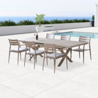 Table à manger extensible en aluminium mobilier d'extérieur ensemble de salle à manger de jardin tous temps table et chaise de salle à manger bon marché pour villa