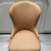 Chaise de salle à manger moderne en cuir à motif griffe de chat, chaise d'appoint ergonomique incurvée, chaise d'appoint à pieds métalliques gris clair pour salle à manger, cuisine, café