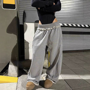 Pantalon de survêtement surdimensionné en coton lourd 500 g/m² pour homme, logo personnalisé, jambe large droite, ample, double taille, décontracté, mi-long - Product Image 2