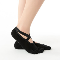 Calzino da Yoga in stock calzini da yoga antiscivolo appiccicosi neri 5 dita