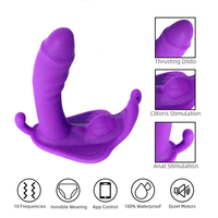 2 en 1 APP Control Butterfly Wearable Vibrator Culotte vibrante sans fil à distance pour les femmes Massage clitoridien Sex Toys érotiques