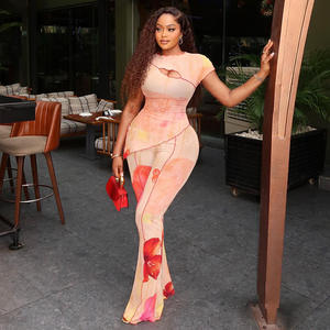 2026 Yeni Kişiselleştirilmiş Kısa Kollu Dar Kesim Sokak Modası Asimetrik Uzun İki Parçalı Takım Yazlık 2 Parçalı Kadın Takımı logo - Product Image 1