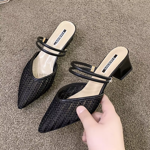 Factory New Summer Satin Bow Sandals Women After Empty Pointy Stiletto Heels Luxury <b>Shoes</b> Designer - Product Image 3