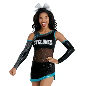 Glitter metallic ragazze pon pon uniforme cheer outfit