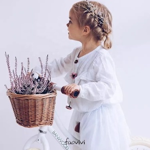 Sundayhome Custom Kids Wicker Rattan Bike Front Storage Trolley Baskets