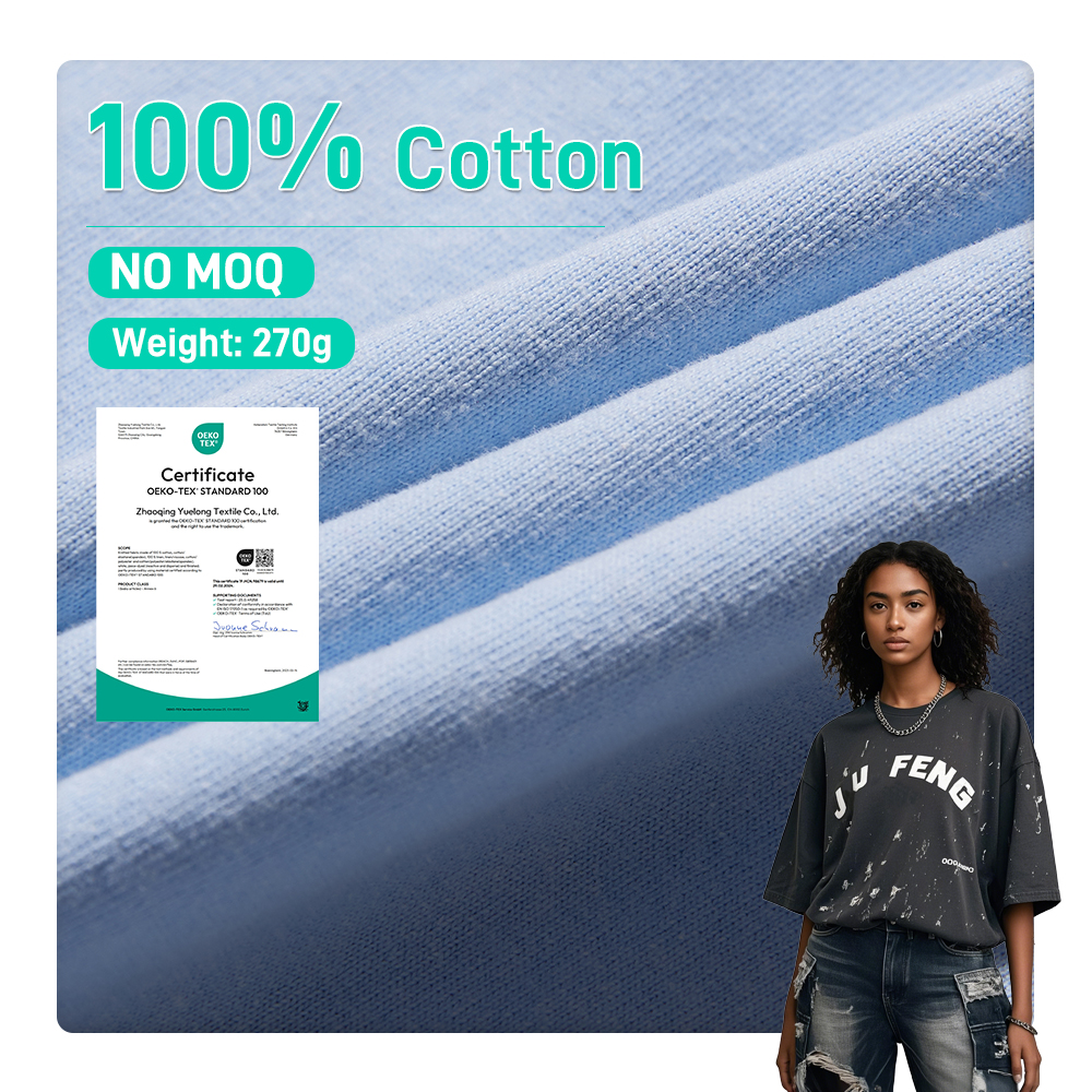 Oeko 270gms CVC Knitted Organic Cotton Fabric By Fabric Manufacturer Breathable Jersey For Shirts Combed Yarn 4% Shrinkage Rate