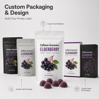 Gummies à la caféine OEM avec sureau et zinc pour la concentration et le soutien immunitaire |   60 unités en vrac sous marque privée