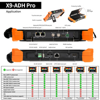 Rsrteng X9-ADH Pro - Monitor Probador de Cámaras CCTV de 8 Pulgadas 8K, Probador de Cables IP Hi-POE, Herramientas de Red WiFi TVI CVI AHD