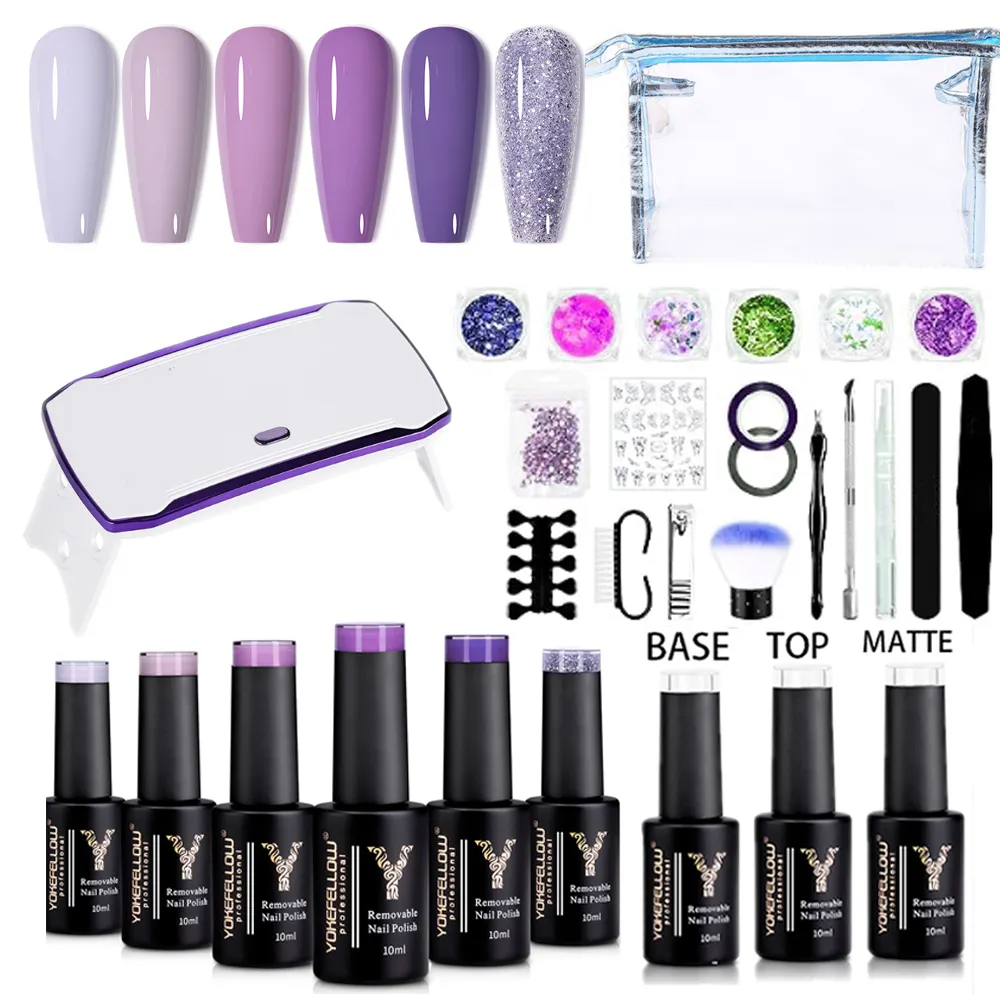 Gel Nagellak Starterskit 6 Kleur Gel Nagellak Collectie Set Goedkope Prijs Inweken Uv Gel Nagellak Kit Voor Groothandel