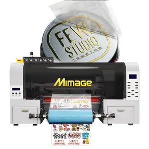 Ekonomis DTF Printer UV 30cm Roll ke Roll 3D Inkjet UV DTF Printer dengan Roller mesin cetak untuk Label kristal