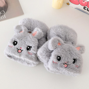 Minggan Plush Flip Top Bunny <b>Gloves</b> Winter Thermal Insulated Touchscreen Women's <b>Warm</b> <b>Gloves</b> - Product Image 5