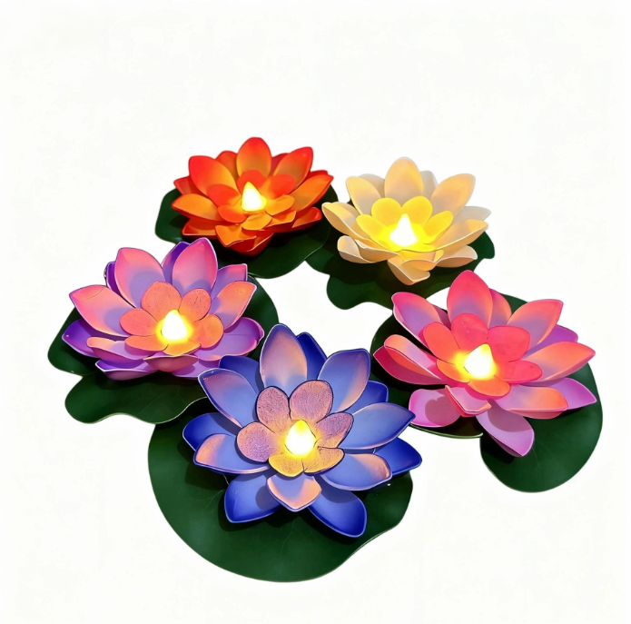 LED Floating Water Sensor Lotus Flower Light, Seven-color Waterproof Night Light, Swimming Pool and Pool Decoration