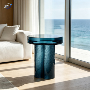 Mesa Auxiliar de Resina Transparente con Textura de Vetas Naturales y Diseño Artístico de Pilar para Muebles de Sala de Estar - Product Image 2