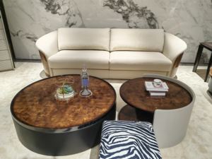 Ensemble de canapés carrés en cuir <span class=keywords><strong>KINGSWOOD</strong></span> super doux, placage en bois massif italien brillant, pour villa et sous-sol - Product Image 4