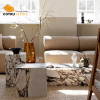 Table basse en pierre Future Stone, socle bas, marbre, salon, luxe, naturel, personnalisé, table d'appoint en calacatta viola