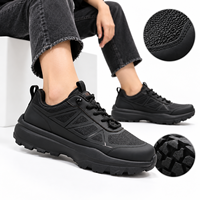 Chaussures décontractées noires pour hommes, respirantes, en maille alvéolée, avec semelle intermédiaire épaisse et antidérapante