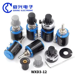 WXD3-12 1W 5% Multi Turn Wirewound Rotary Black Resistores variáveis ajustáveis 1K5 2K2 2.2K 4K7 4.7K ohm Potenciômetros de precisão