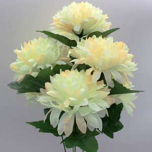 Ramo de flores funerarias de seda, 7 cabezas, de crisantemo Artificial para Graves, barato - Product Image 6
